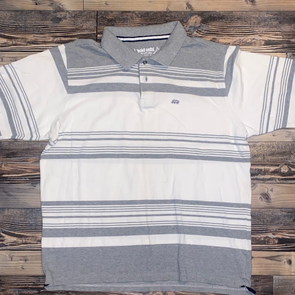 Ecko Unlimited Gray and White Polo Shirt
